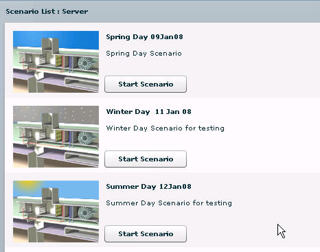 tela de selecação do tipo de dia para o simulador de hvac
